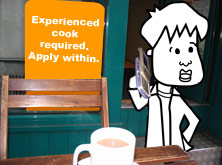 Tim talking on the phone outside his cafe