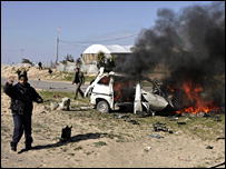 خودرو منهدم شده در اثر حمله هوایی اسرائیل در غزه