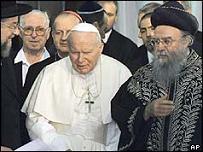 Papa Yahudi din adamları ile birlikte