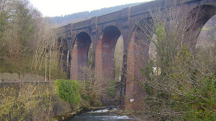 The old mineral line viaduct spanning the Afan river.