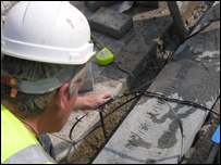 Kerb stone is installed