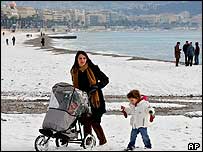 Neve em Nice, no sul da França