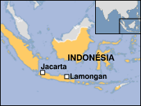 Mapa de Lamongan, na Indonésia