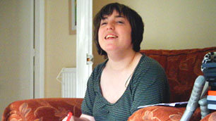 Nicola laughs at one of the movies - let's hope it's because of a joke, rather than some bad acting