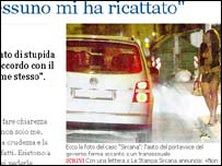 Foto dos jornais, mostrando Sircana, no carro, conversando com 'Sandra'