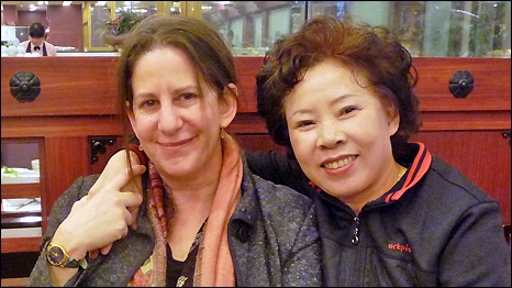 Talking about life in North Korea: Barbara Demick with Mrs Song 
