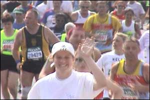 Faye running the London marathon
