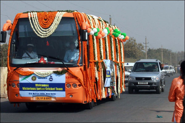 भारतीय क्रिकेट टीम का स्वागत