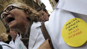 Farmacêuticos protestam na Espanha (AFP)