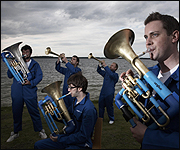 Pipe Band, with water pipe instruments
