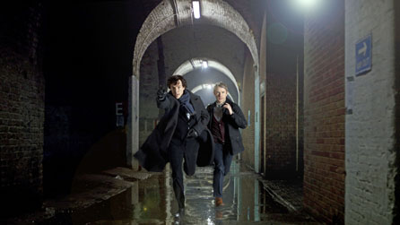 (L-R) Benedict Cumberbatch and Martin Freeman star in Sherlock