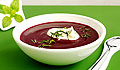 Chilled beetroot soup with herb crème fraiche