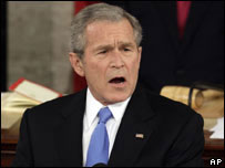 O presidente dos Estados Unidos, George W. Bush, durante o discurso do Estado da União