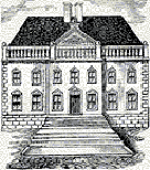 Black and white illustration showing a Virginia Mansion