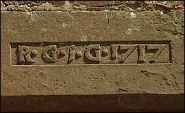 Carving on the walls of the tower