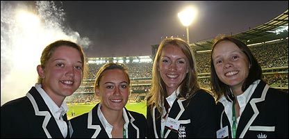 Me with my Sussex and England team-mates at 'the G, from left: Sarah Taylor, Laura Marsh, yours truly and Caroline Atkins'