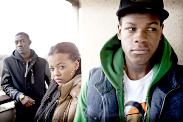 My Murder. L-R - Danny played by Malachi Kirby, Samantha played by Simona Zivkovska, Shakilus played by John Boyega 