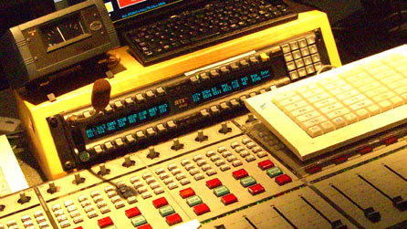 A mixing desk in a radio studio