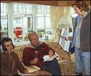 Alison, Ben and Ray in listener Jan's caravan