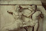 The Battle of Lapiths and Centaurs, metope XXXI from the south side of the Parthenon, 447-432 BC
