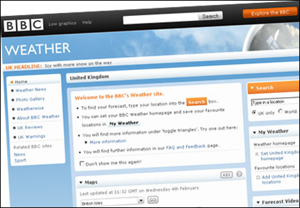 New BBC weather site