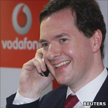 George Osborne with Vodafone phone