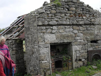 Admiring the stone walls