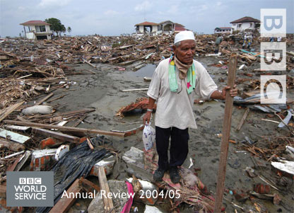 Man in area devastated by the Indian Ocean tsunami