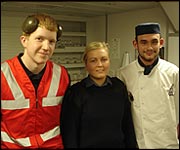 Josh Johnston, Simonne Watt and Aidan Matthews of the HMS Daring