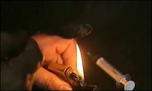 Heroin being prepared