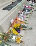 Floral tributes outside Luton Town Hall