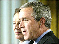 بوش (راست) و بلر