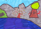 Olion y gaer wrth ymyl y llyn 