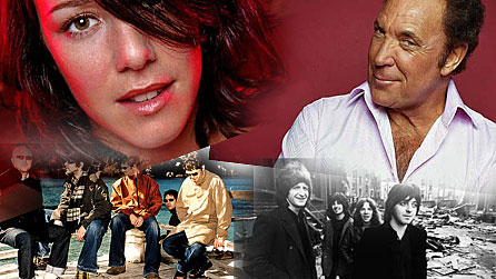 Picture showing Tom Jones, Jem, Badfinger and Super Furry Animals