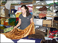 Rachel Denning in the props department