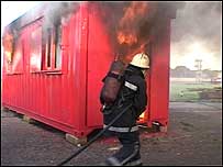 Fire exercise with fire man