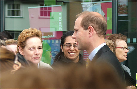 Earl of Wessex with crowds outside UCS