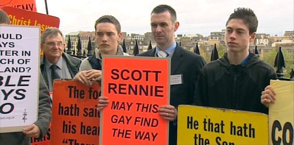 Anti-gay protestors outside General Assembly of CoS