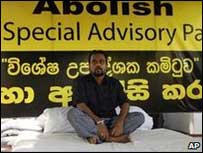 Minister Wimal Weerawansa in a protest in front of UN office (file photo)