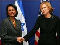 İsrail Dışişleri Bakanı Tzipi Livni ve ABD Dışişleri Bakanı Condoleeza Rice
