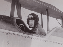 William Rowland Ding in his Handley Page biplane