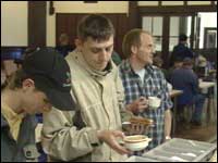 Homeless men at the People's Kitchen