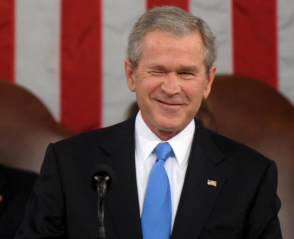 George W Bush winking