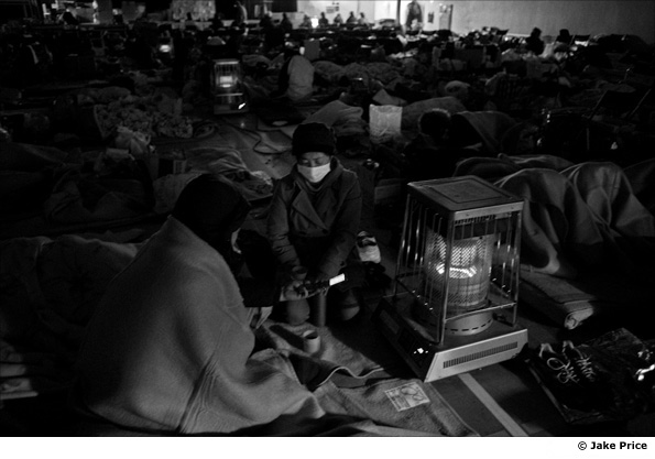 People in a temporary shelter