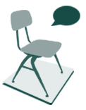 Interviews: chair with speech bubble