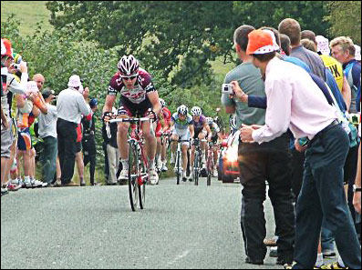 Tour of Britain cycle race: top of Sutton Bank