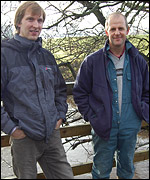 Fraser Hugill and farmer Pete Dowson