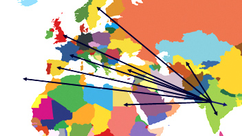 map of Roma migration from India through Europe
