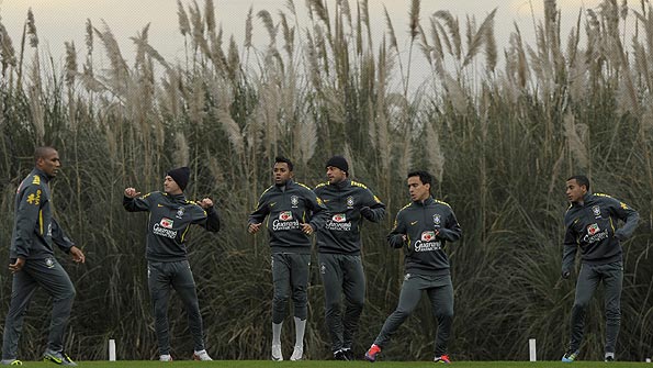 Brazil's players train ahead of the 43rd Copa America