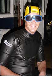 Image: Roger Chubb ready to swim the channel